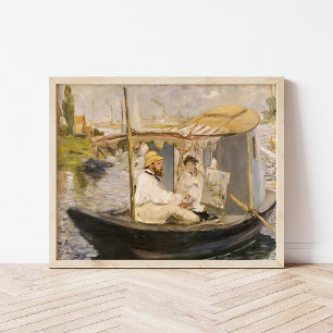 Poster Monet Peinture dans son Studio Boat   Édouard Mane