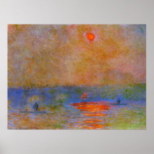 Poster Monet - pont Waterloo, soleil dans le brouillard