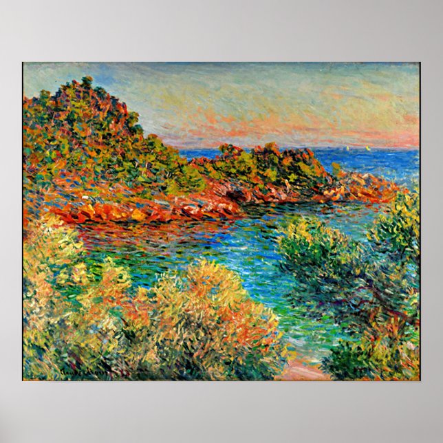 Poster Monet - Près de Monte Carlo, célèbre peinture, (Devant)