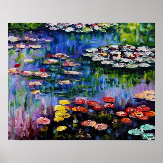 Poster Monet Purple Water Lilies (Devant)