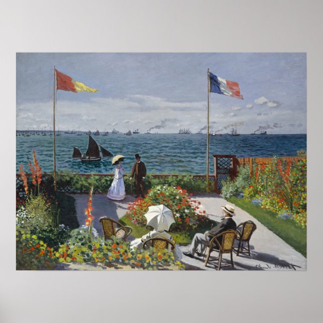 Poster Monet Seaside Garden Blooms Classic Seascape (Devant)