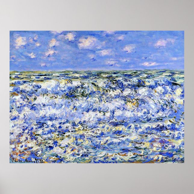 Poster Monet - Waves Breaking, célèbre oeuvre d'art (Devant)