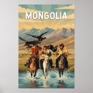Poster Mongolie Illustration Voyage Art Vintage
