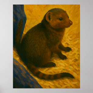 Poster Mongoose Parmi La Peinture De Paille