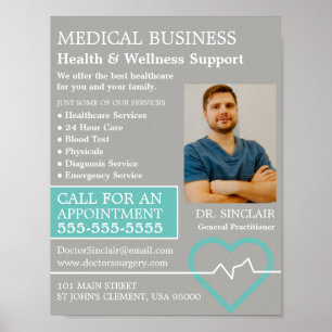 Poster Moniteur cardiaque, médecin généraliste, infirmièr