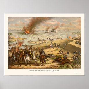 Poster Moniteur et bataille de Merrimac par Kurz et