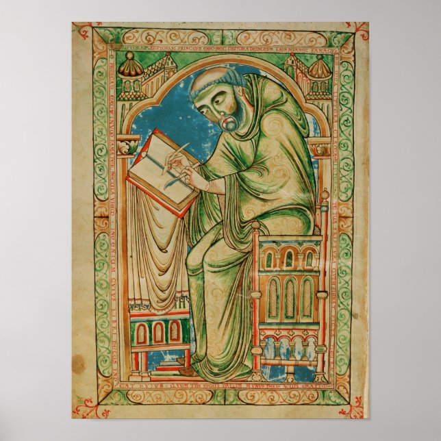 Poster Monk Eadwine à l'oeuvre sur le manuscrit, (Devant)