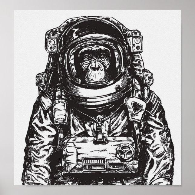 Poster Monkey Astronaut (Devant)