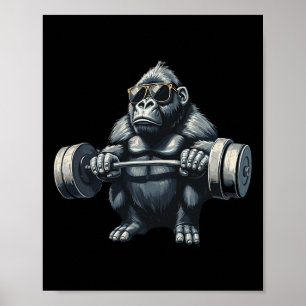 Poster Monkey Gorilla Bodybuilding Muscles Fitness Salle 