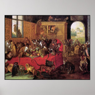 Poster Monkey's Feast Poster/Print - Monkey Painting