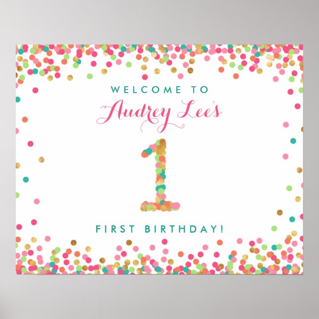 Poster Monnaie Turquoise Gold 1 an Anniversaire Fête Bien (Devant)