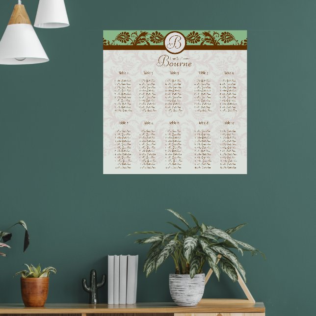 Poster Monnaie Vert Brown Damas Siège Graphique 10 Tablea (Salon 1)