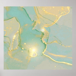 Poster Monnaie Vert Marbre Or : Texté