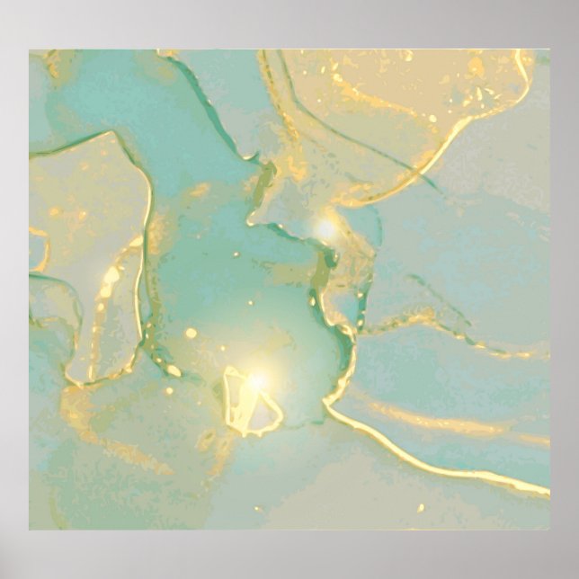 Poster Monnaie Vert Marbre Or : Texté (Devant)