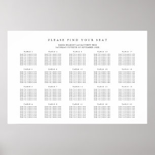 Poster Mono simple mariage 20 tables