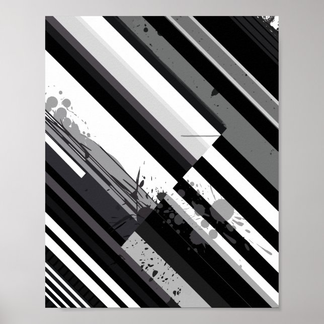 Poster Monochrome Diagonal Abstract (Devant)