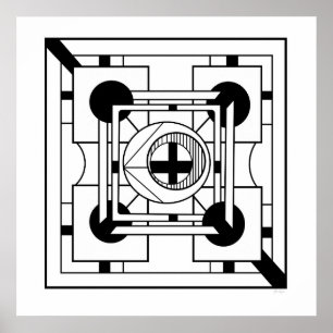 Poster Monochrome géométrique minimaliste Abstrait géomét