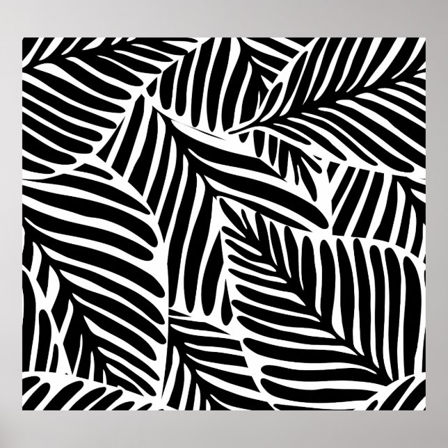 Poster Monochrome Jungle Motif géométrique sans couture (Devant)