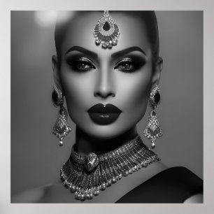 Poster Monochrome Mode femme bijoux noir blanc