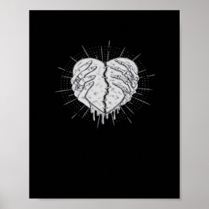 Poster Monochrome Squelette Main Avec Coeur Classique