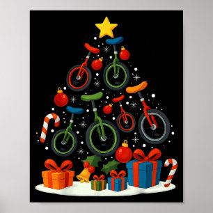 Poster Monocyclisme monocycle sapin de Noël Xmas