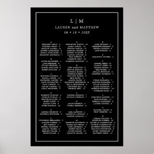 Poster Monogram Black Alphabetical Wedding Seating Chart