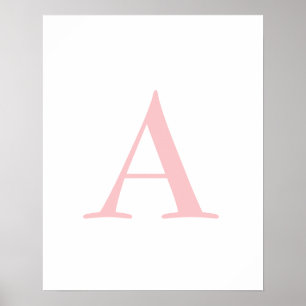 Poster Monogramme A Lettre Initiale Pots Blanches Et Rose