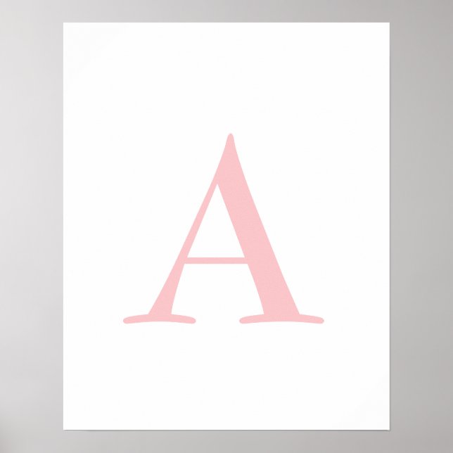 Poster Monogramme A Lettre Initiale Pots Blanches Et Rose (Devant)