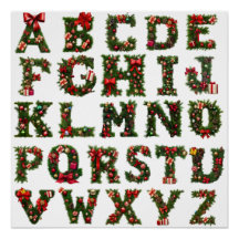 monogramme ABC de Noël, alphabet, toutes lettres