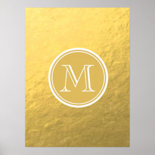 Poster Monogramme Arrière - plan à huile dorée
