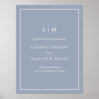Monogramme bleu foncé simple Mariage élégant