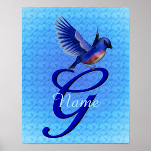 Poster Monogramme Bluebird Initiale G Personnalisé