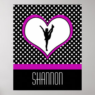 Poster Monogramme classique rose poire Polka-Dot avec coe