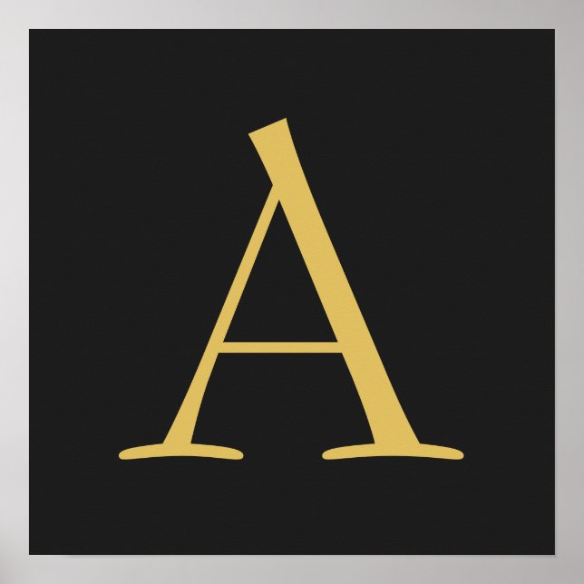 Poster Monogramme couleur or gris professionnel (Devant)