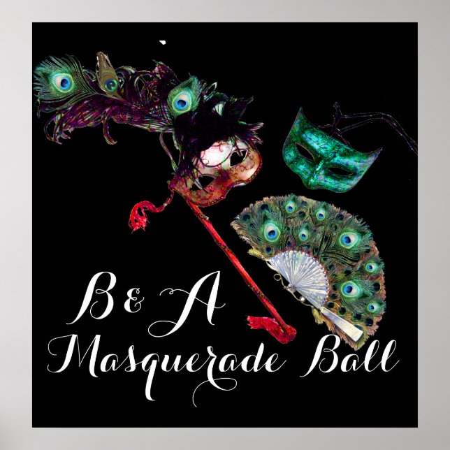 POSTER MONOGRAMME DE BALLE DE MASQUÉRADE MARDI GRAS VÉNÉT (Devant)