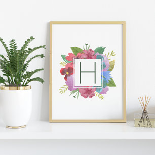 Poster Monogramme de bouquet fleur sauvage