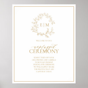 Poster Monogramme de crête dorée Mariage débranché