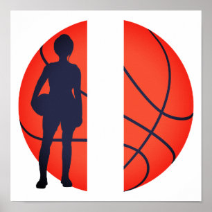Poster Monogramme de division de basket-ball pour filles