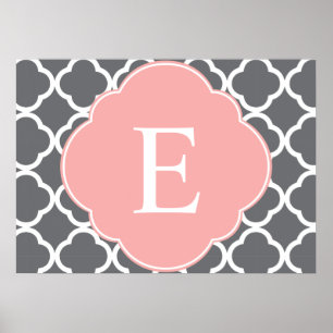 Poster Monogramme de feuille de papier gris gris