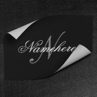 Monogramme de nom noir et blanc personnalisé uniqu