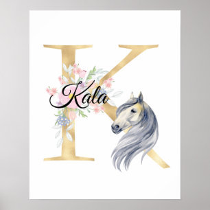 Poster Monogramme de nom personnalisé avec lettre K et ch