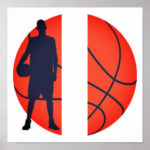 Poster Monogramme de scission de basket-ball de garçon pe