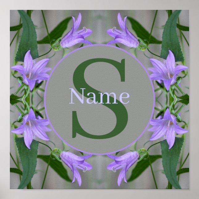 Poster Monogramme de votre initiale Nom Fleurs de Lys (Devant)