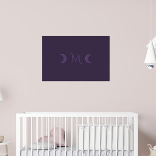 Poster Monogramme des lunes de croissant de violet poussi