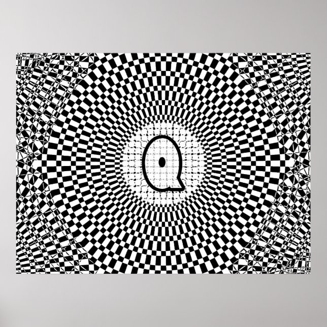 Poster Monogramme d'illusion optique Q (Devant)