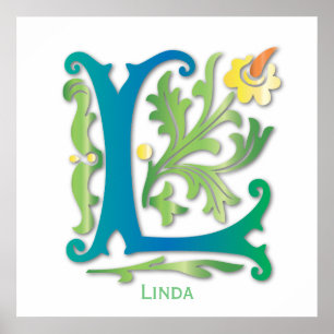 Poster Monogramme en design floral