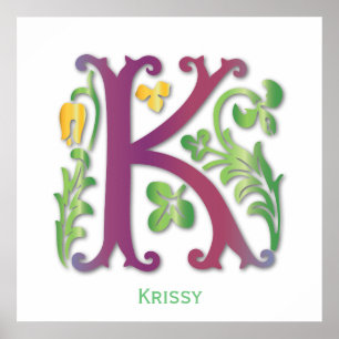 Poster Monogramme en design floral