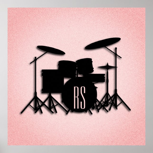 Poster Monogramme Ensemble de musique Design rose (Devant)