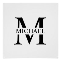 Monogramme et nom personnalisés blancs