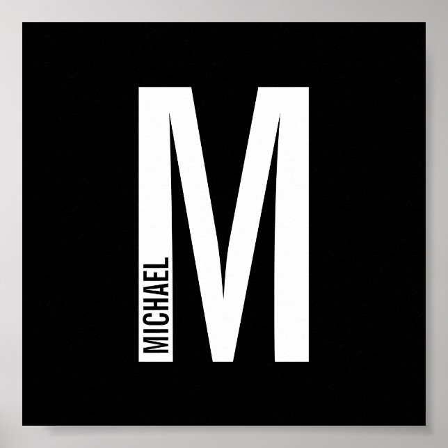 Poster Monogramme et nom personnalisés modernes (Devant)